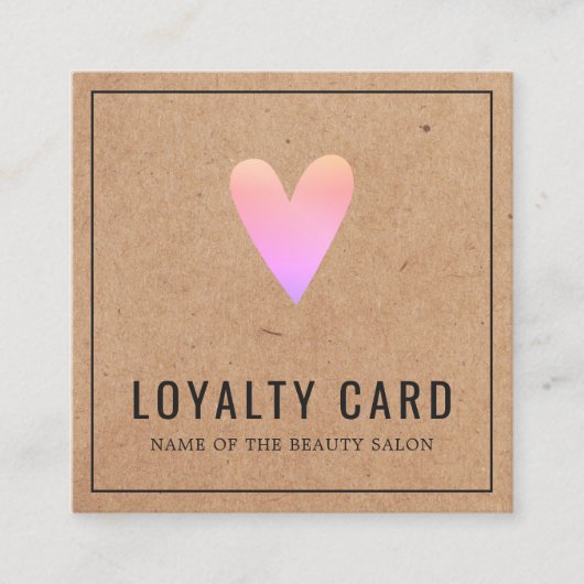 クラフトエレガントピンクハート美しいサロンロイヤリティカード ロイヤリティカード (正面)