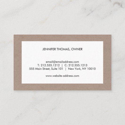 クラフトエレガントフローラモチーフラグジュアリーブティック 名刺 (裏面)