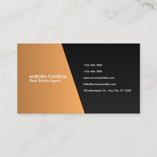 クラフトエレガントブラウンと黒グラデーション 名刺 (正面)