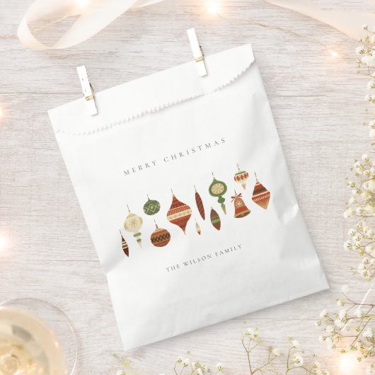 クラフトエレガントレッドグリーンスターチャーストマスオーナメント フェイバーバッグ (クリップ留めされた状態)