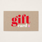 クラフトエレガントレッドピンクハート美しいギフトカード (正面)