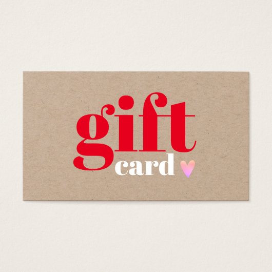 クラフトエレガントレッドピンクハート美しいギフトカード (正面)