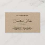 クラフトエレガント紙スクリプトタイポグラフィテンプレート 名刺 (裏面)