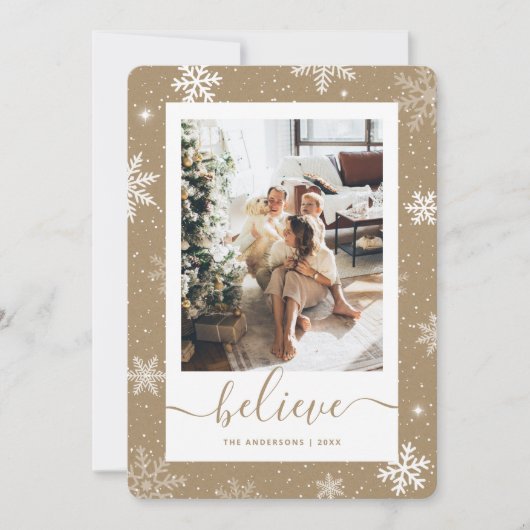 クラフトエレガント素朴紙フォトスノーフレーク シーズンカード (正面)