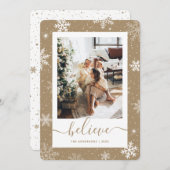 クラフトエレガント素朴紙フォトスノーフレーク シーズンカード (正面/裏面)