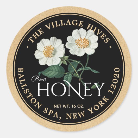 クラフトオンブラックハニーラベル(ヴィンテージフローラ) ラウンドシール (正面)