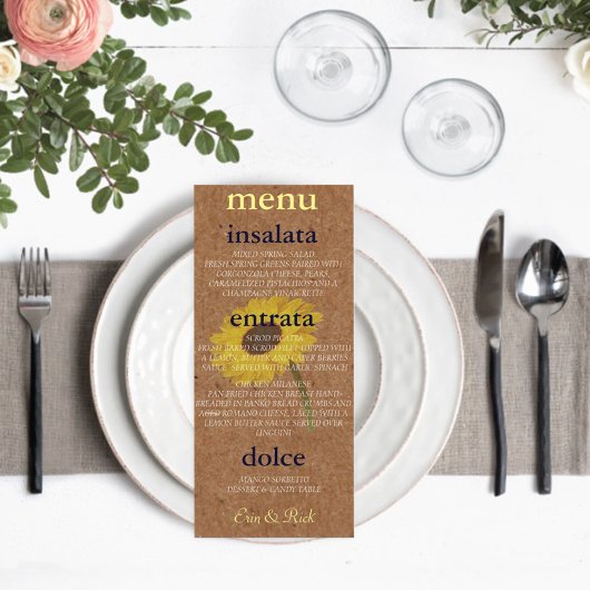 クラフトオータムブライドひまわりシャワーパーティー メニュー