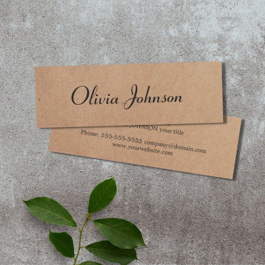 クラフトカッコいいエレガント紙手書きコンサルタント スキニー名刺