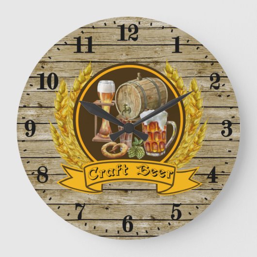 クラフトカッコいいビールバー ラージ壁時計 (正面)