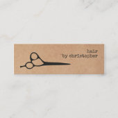 クラフトカッコいい紙ブラックシザーヘアスタイリスト スキニー名刺 (正面)