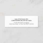 クラフトカッコいい紙ブラックシザーヘアスタイリスト スキニー名刺 (裏面)