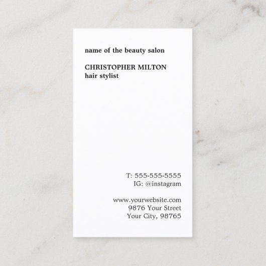 クラフトカッコいい紙ブラックシザーヘアスタイリスト 名刺 (裏面)