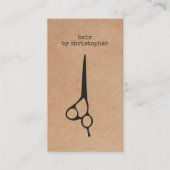 クラフトカッコいい紙ブラックシザーヘアスタイリスト 名刺 (正面)