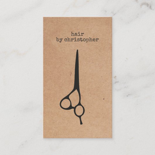 クラフトカッコいい紙ブラックシザーヘアスタイリスト 名刺 (正面)