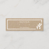 クラフトカボスのイヤリング表示カード上の白色インク スキニー名刺 (正面)