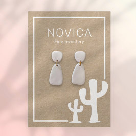 クラフトカボスのイヤリング表示カード上の白色インク 名刺