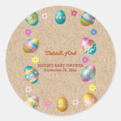 クラフトカラフルフローライースターエッグ赤ちゃんシャワー ラウンドシール (正面)