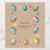 クラフトカラフルフローライースターエッグ赤ちゃんシャワー ワインラベル (シングルラベル)