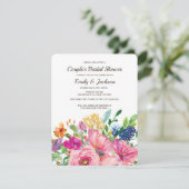 クラフトカラフルフローラカップルブライダルシャワー 招待状 (スタンド正面)