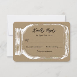 クラフトカントリー素朴バーラップメイソンジャールウェディングRSVP 出欠カード