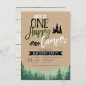 クラフトカン素朴パー誕生日キャンピングパーティー 招待状 (正面/裏面)