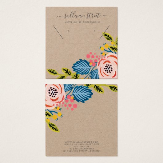 クラフトガーリーフローライヤリングネックレスディスプレイカード (正面&裏面)