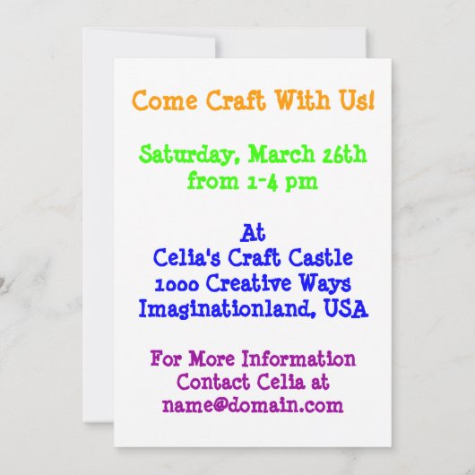 クラフトキャッスルクラフトイベント招待状 招待状 (裏面)