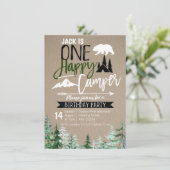 クラフトキャンパー1stバースデーフォレストキャンピングパーティー 招待状 (スタンド正面)