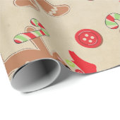 クラフトキュートジンジャーブレッドマンキャンディーケーンクリスマス ラッピングペーパー (ロールコーナー)