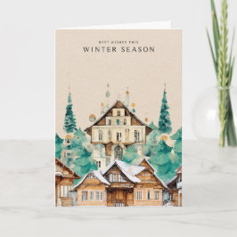 クラフトクリスマスカードの街並み カード