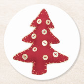 クラフトクリスマスツリーとボタン ラウンドペーパーコースター (正面)