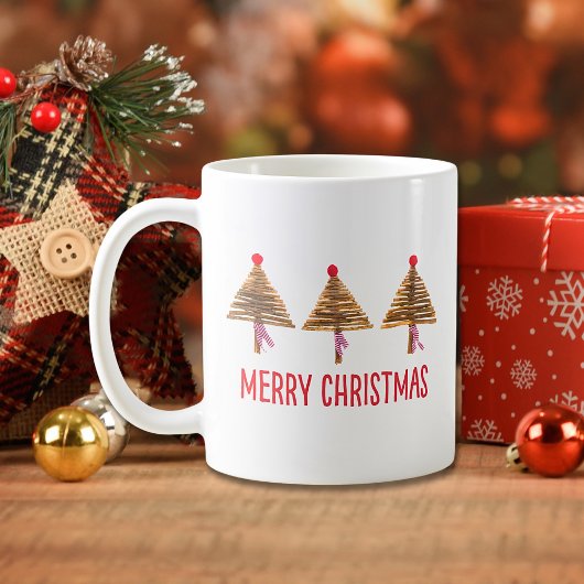 クラフトクリスマスツリー – 北欧風コージー コーヒーマグカップ