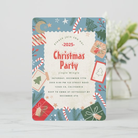 クラフトクリスマスパーティの招待状 招待状 (スタンド正面)