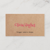 クラフトクール紙ピンクエレガントインテリアデザイナー 名刺 (正面)