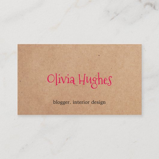 クラフトクール紙ピンクエレガントインテリアデザイナー 名刺 (正面)