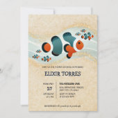 クラフトグリッターピエロフィッシュネモベビーシャワー 招待状 (正面)