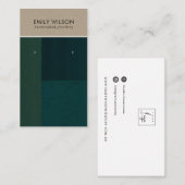 クラフトグリーンカラーブロックスタッド環表示カード 名刺 (正面/裏面)