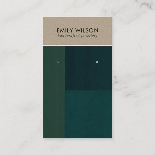 クラフトグリーンカラーブロックスタッド環表示カード 名刺 (正面)