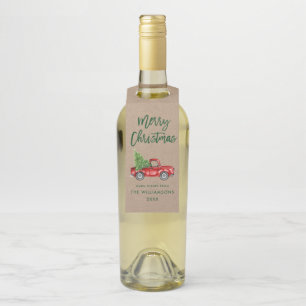 クラフトグリーンブラシスクリプトクリスマスヴィンテージトラック ボトルネックタグ