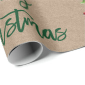 クラフトグリーンブラシスクリプトクリスマスヴィンテージトラック ラッピングペーパー (ロールコーナー)