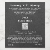 クラフトグレー効果 モダン QRコード ロゴ 説明 ワインラベル (シングルラベル)