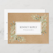 クラフトグ素朴リーニングウェディングRSVP招待状 インビテーションポストカード (正面/裏面)