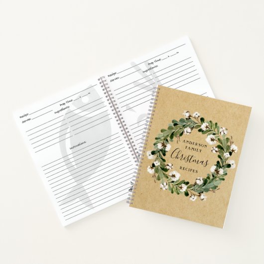 クラフトコットン素朴リースクリスマスファミリーレシピ ノートブック (内部)