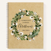 クラフトコットン素朴リースクリスマスファミリーレシピ ノートブック (正面)