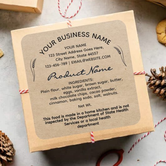 クラフトコテージローフードラベルシール スクエアシール