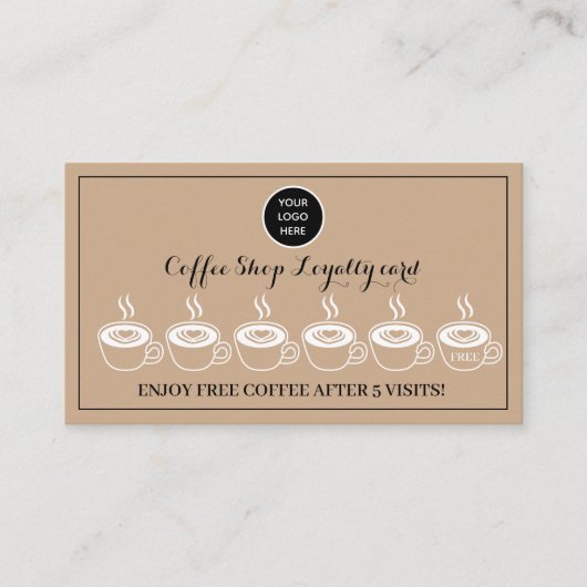 クラフトコーヒーショップロゴビジネス報酬パンチ ロイヤリティカード (正面)