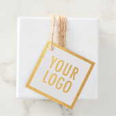 クラフトゴールドフォイルつるラベル2インチスクエアカスタムロゴ フェイバータグ (箱)
