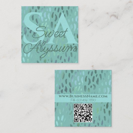 クラフトショープロモポップ・アートのンアップビジネスグリーン スクエア名刺 (正面/裏面)