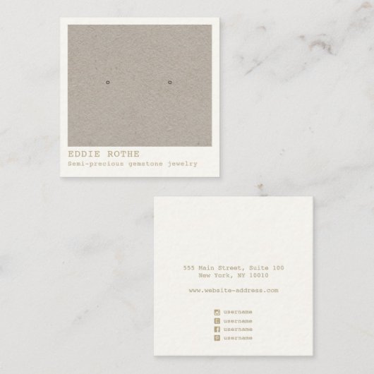 クラフトシンプルイヤリングジュエリー表示 スクエア名刺 (正面/裏面)