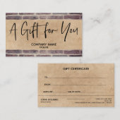 クラフトシンプル商品券素朴および商品券 名刺 (正面/裏面)